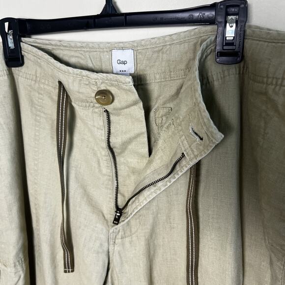 Gap Tan Linen Cotton Pants Mens Size Large Drawstring‎ Beach Resort Lightweight - Picture 4 of 10